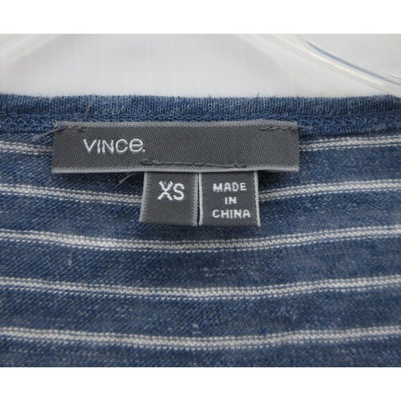 Vince Top XS Linen Shirt Pullover Striped Pocket T Tee Scoop Neck * - Picture 10 of 12